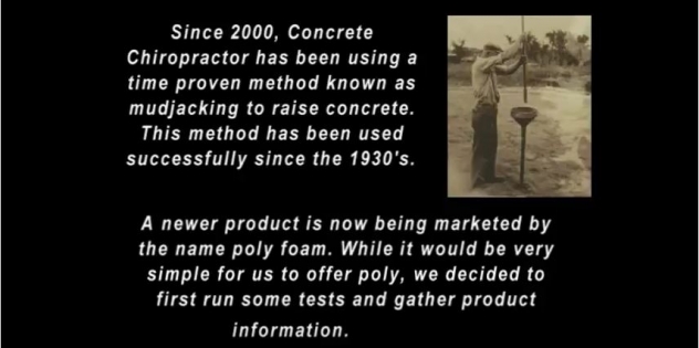PolyFoam Concrete Raising Versus Mudjacking Explanation, Concrete Chiropractor